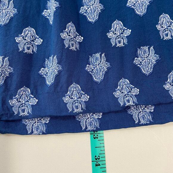 J. Jill Tunic Blouse Women's Size M Blue Floral Mixed Print Bohemian - Picture 12 of 14